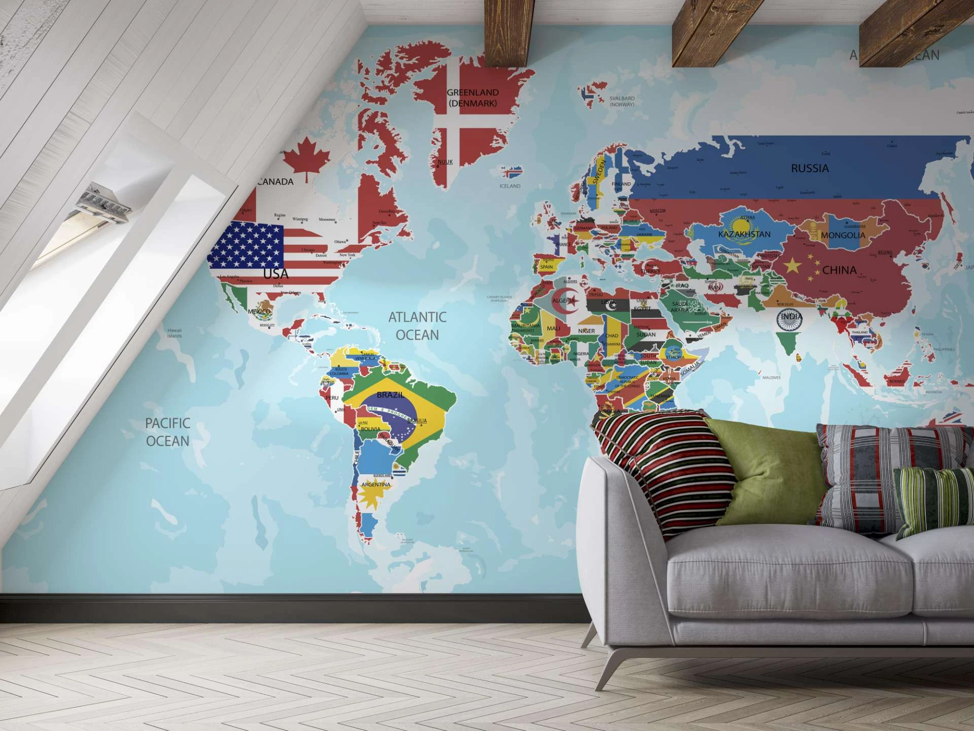 Comment le papier peint de la carte du monde peut-il être utilisé dans la décoration intérieure ?