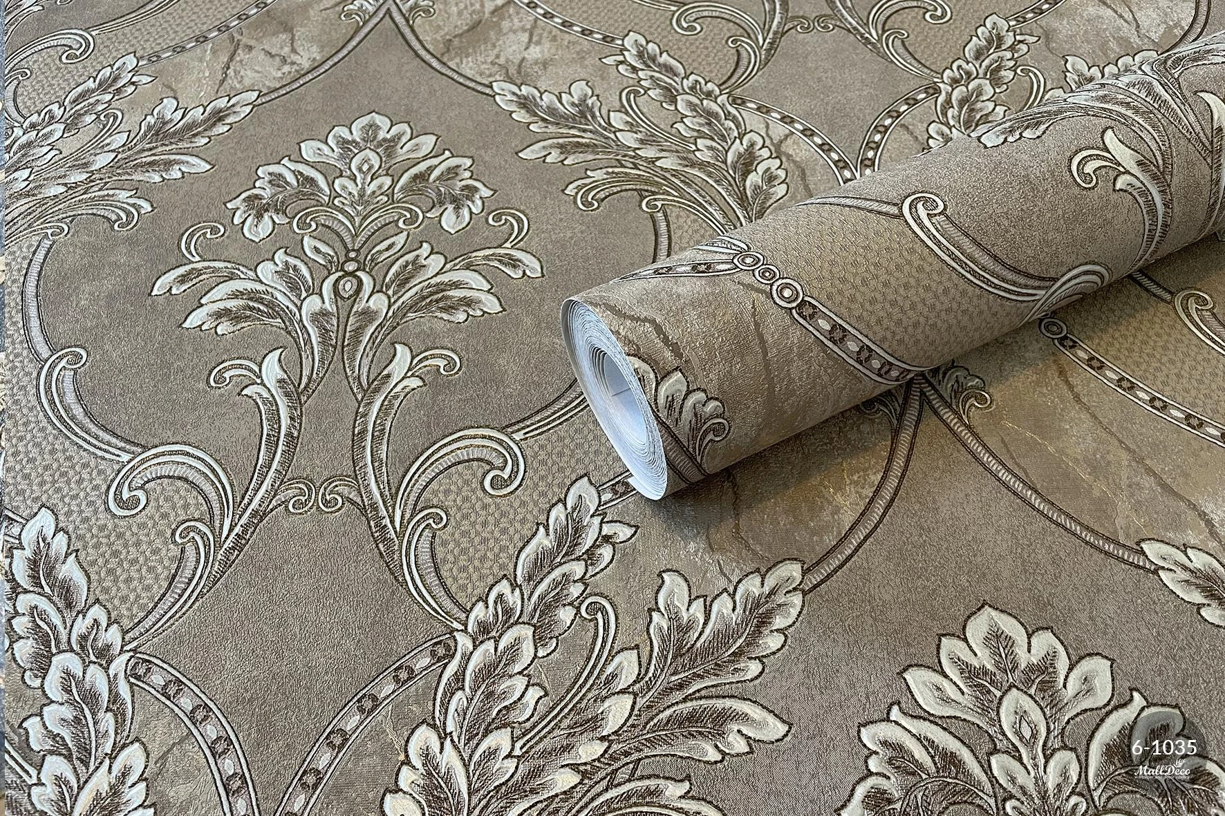 Washable vinyl bedroom wallpaper, brown, Aron model