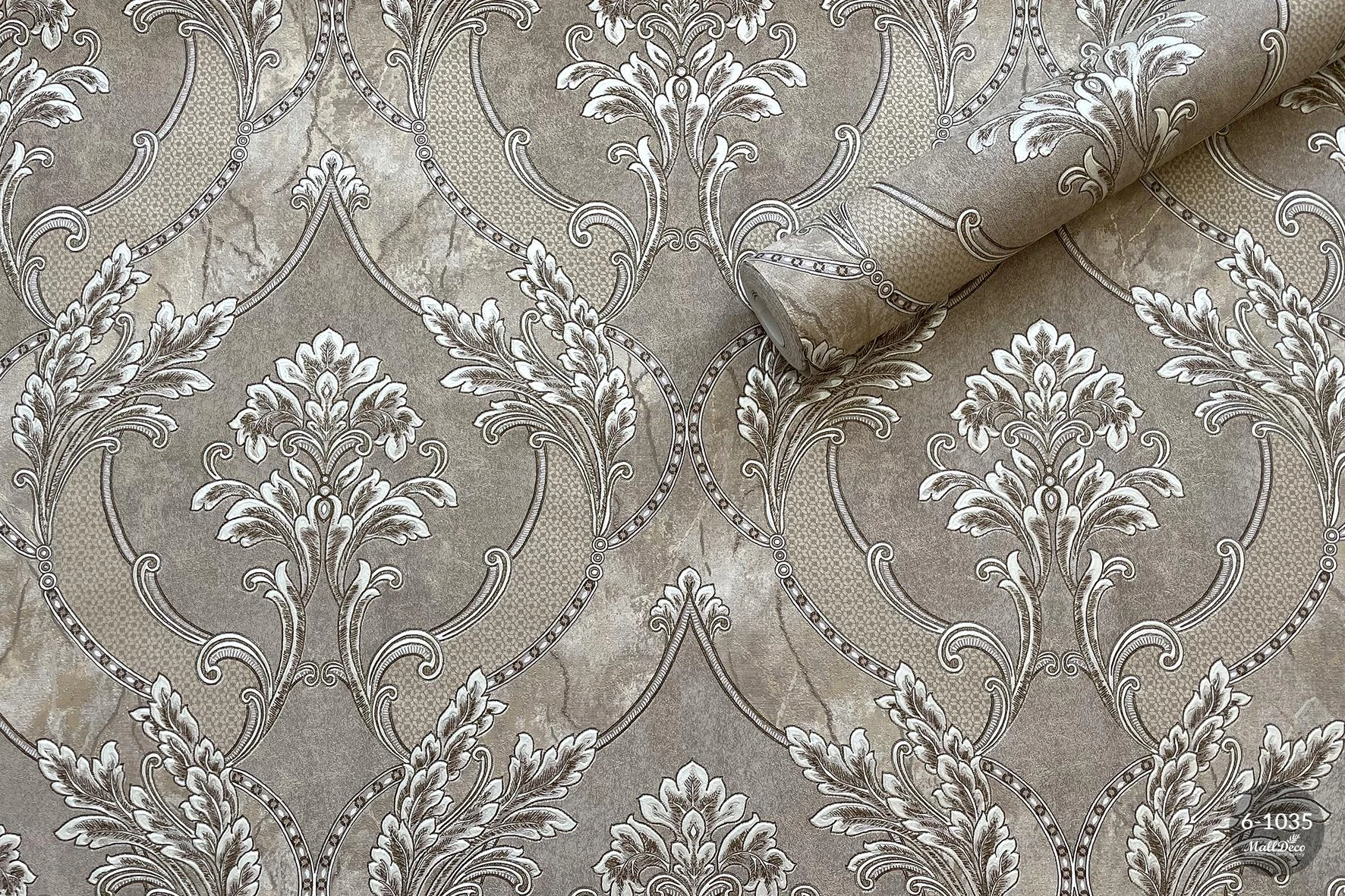 Washable vinyl bedroom wallpaper, brown, Aron model