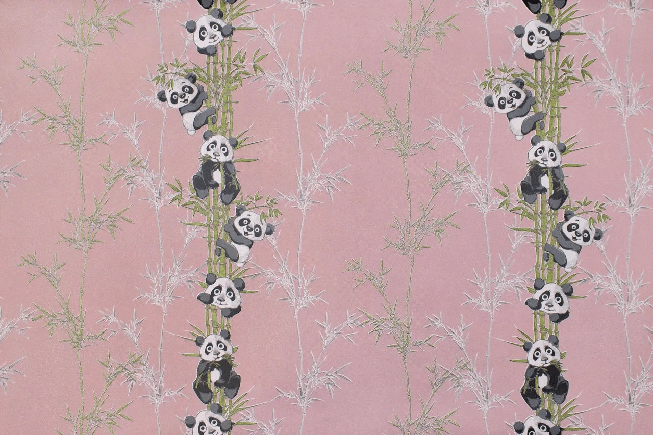 Pink Panda Pattern Wallpaper with bears for children's room, pink, Panda pattern