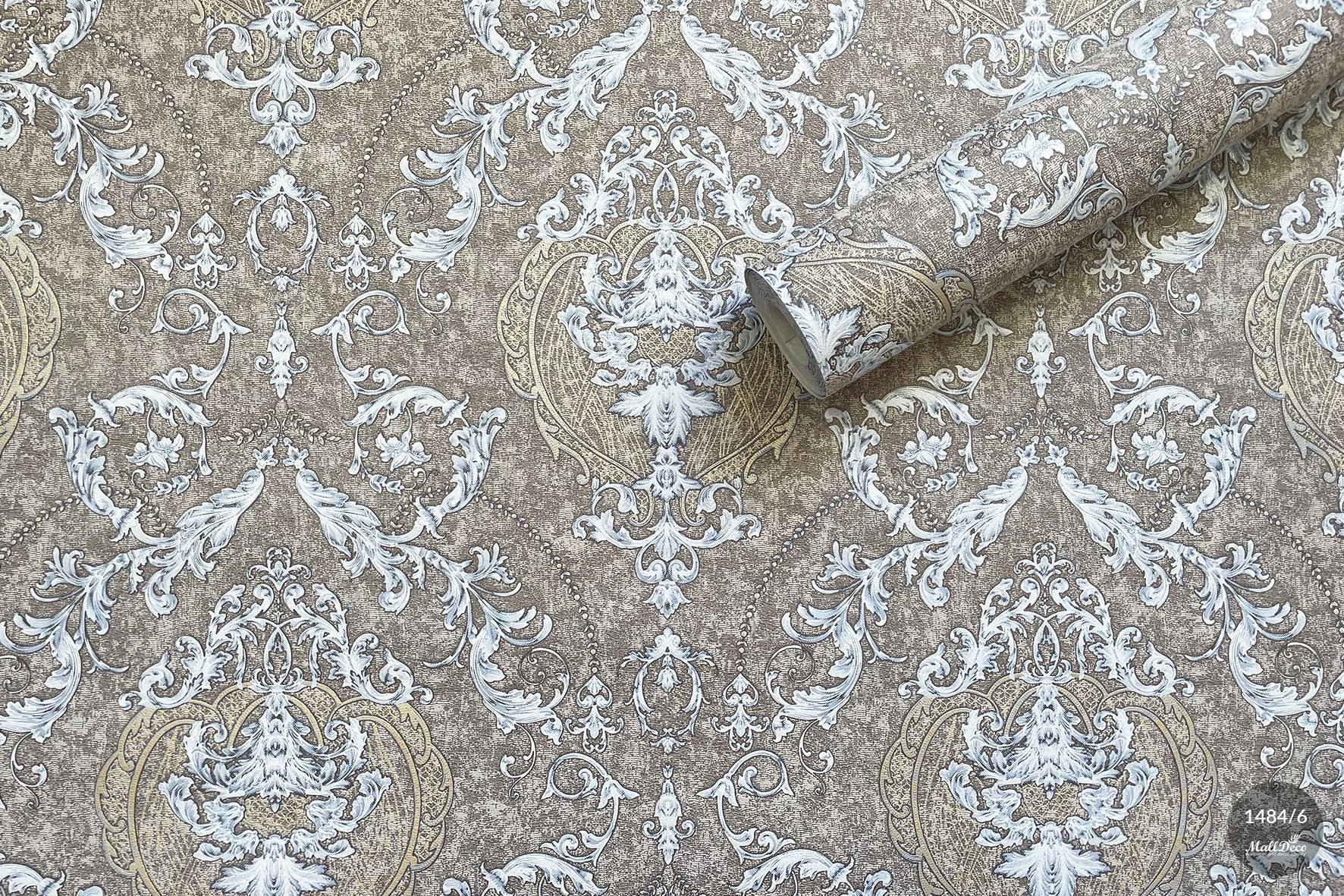 Baroque style bedroom wallpaper, brown, Malena model