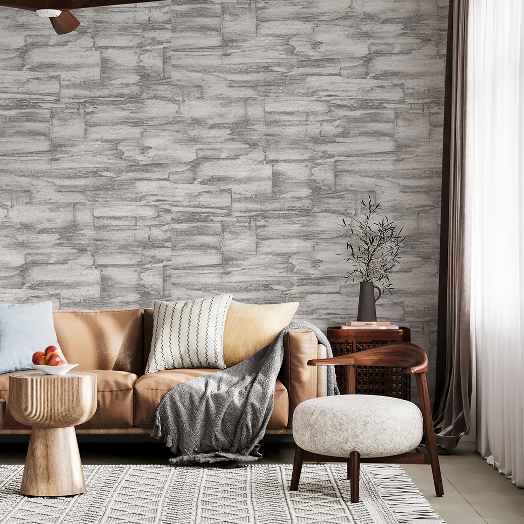 Luxury brick gray vinyl wallpaper, Spartacus pattern