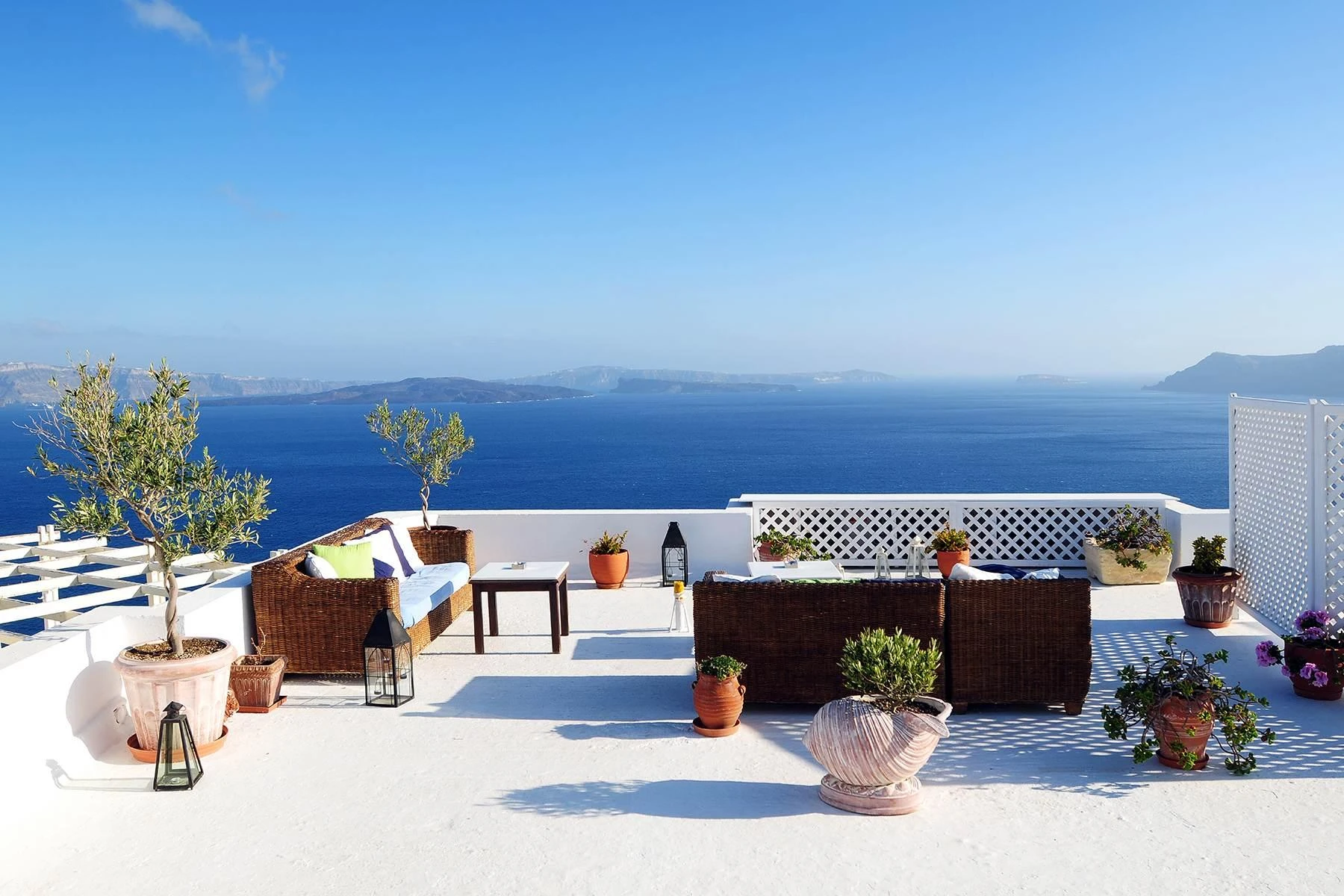 Photo wallpaper, View from the balcony to the blue sea Art.01310