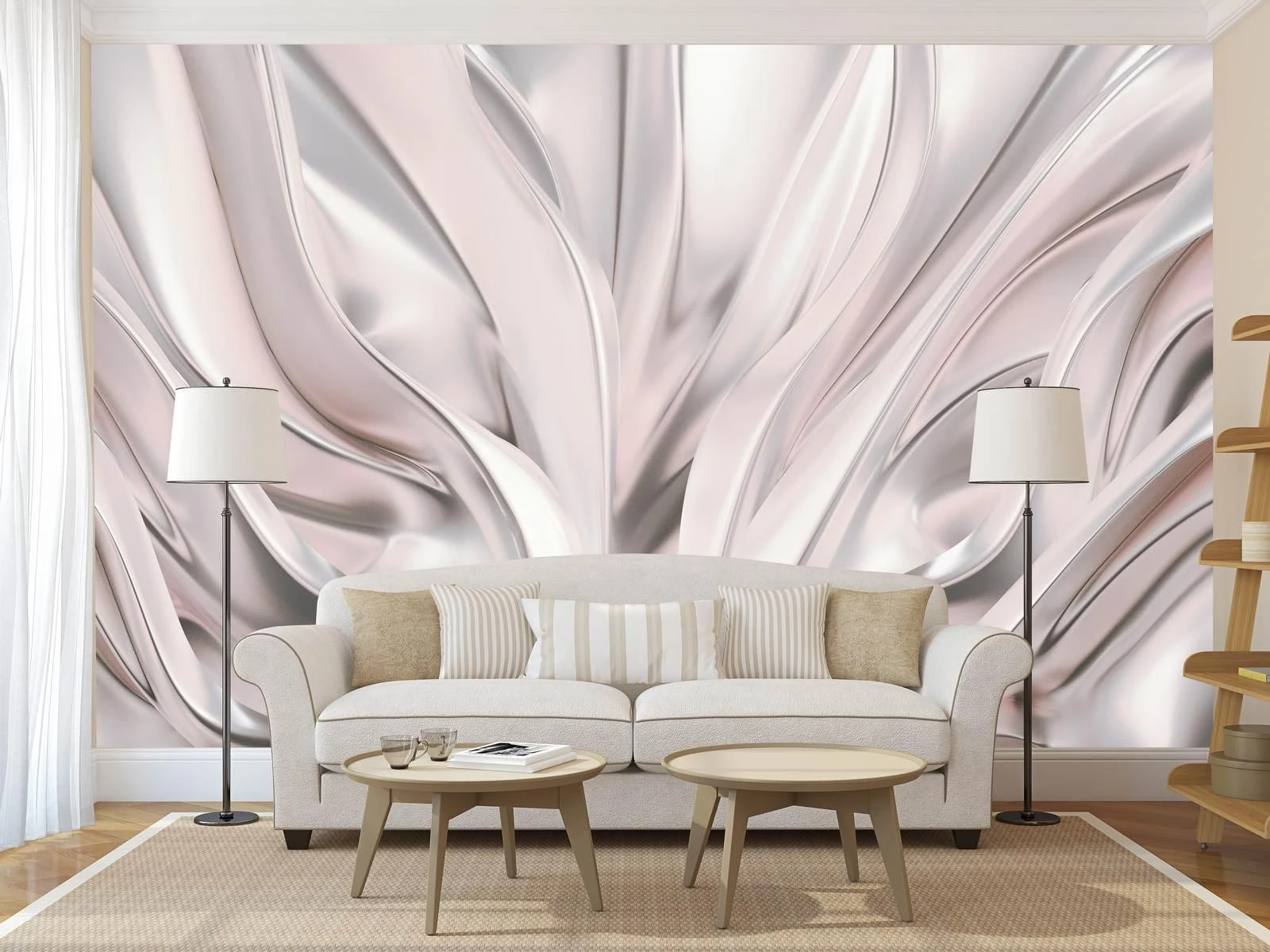 3D photo wallpaper, Abstract lines in beige Art.05355