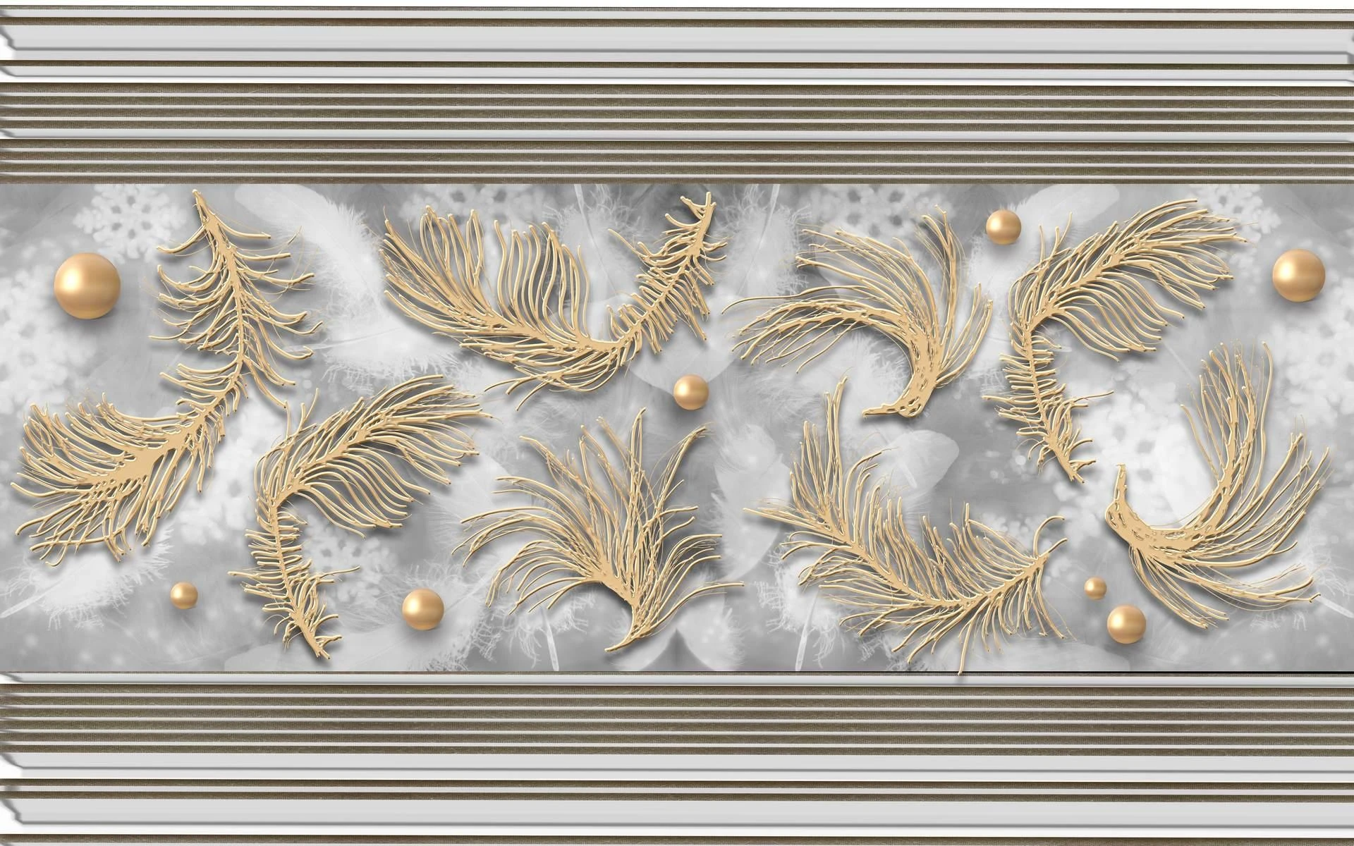 3D photo wallpapers, Gray ornaments on a vintage background Art.05394