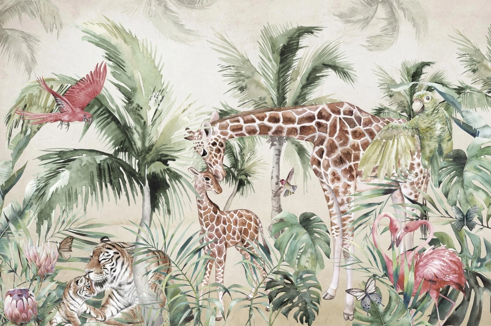 Children's wallpaper, Giraffe Watercolor, Art.030321