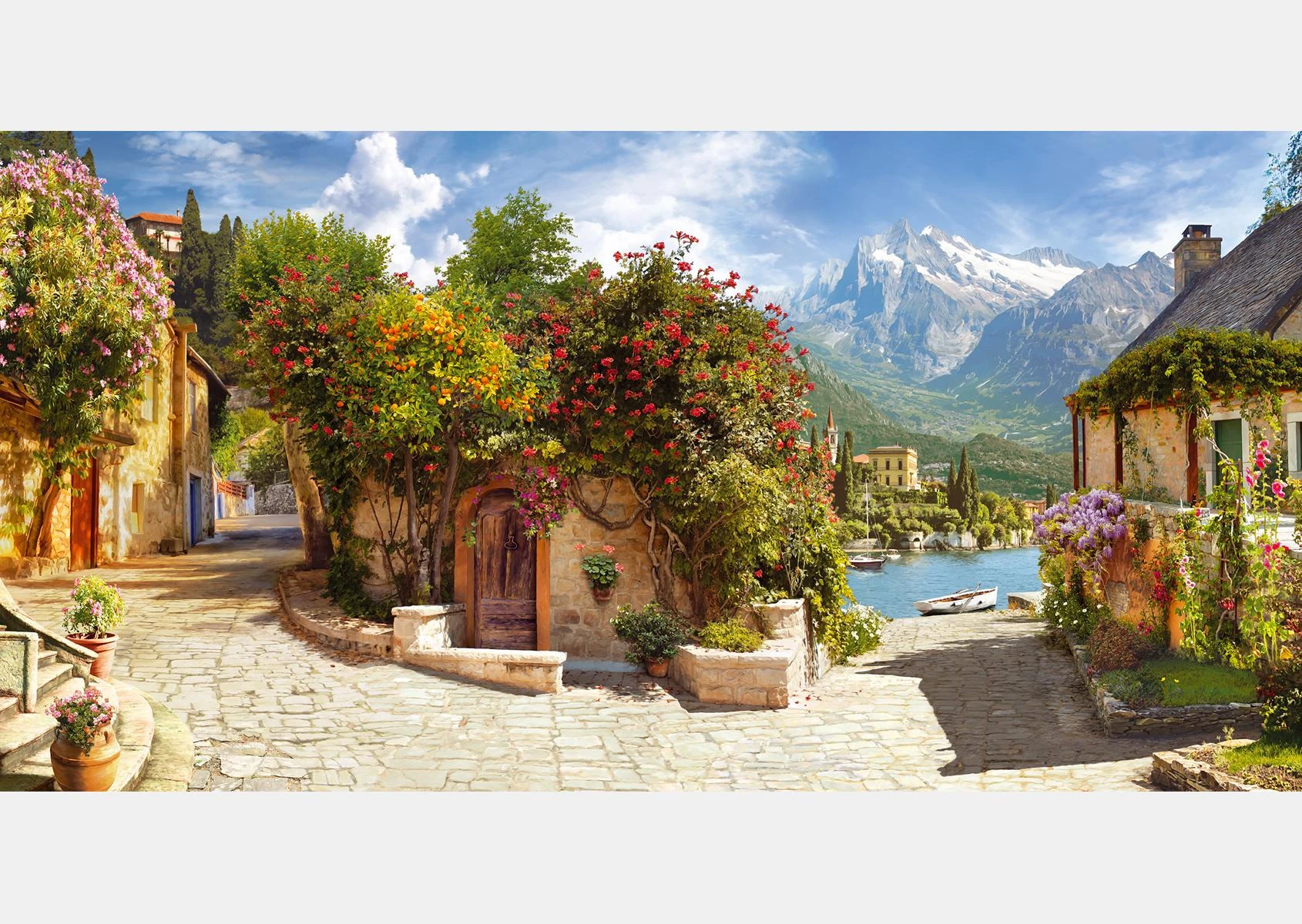 Wallpaper. Village in the Alps. Art.050047