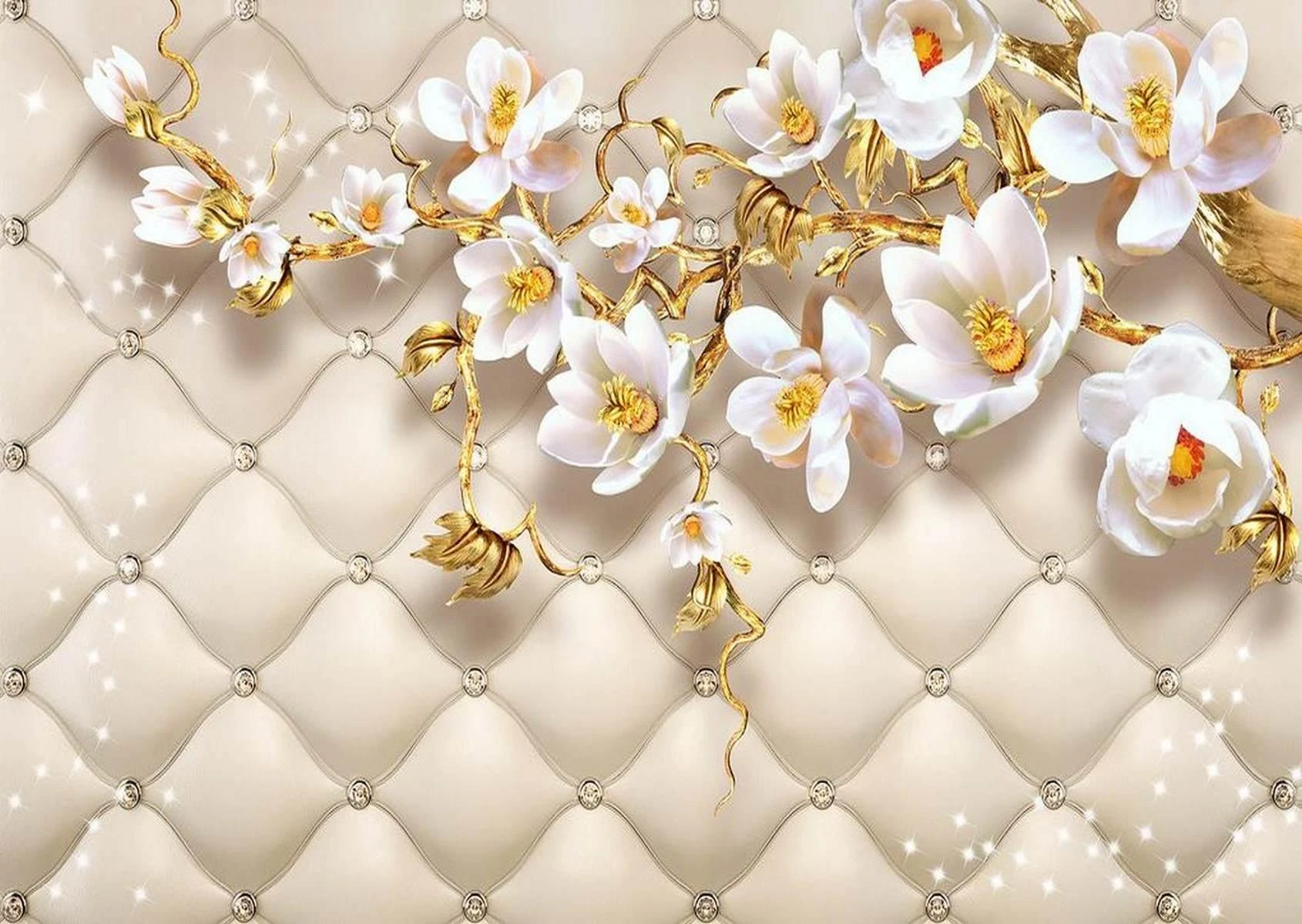 3d white flower wallpaper